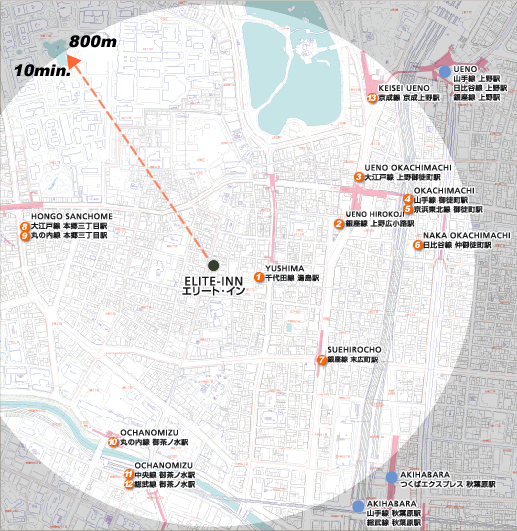 徒歩10分の圏内に11線13駅が隣接。